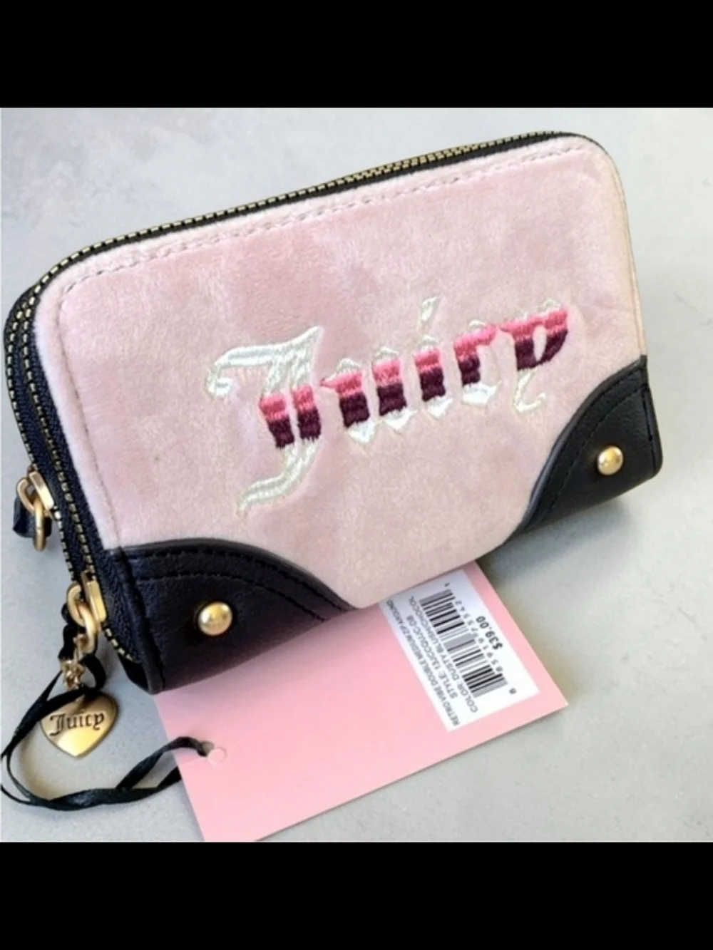 Juicy Couture Dusty Blush and Chocolate Double Zip Around Wallet-NWT!